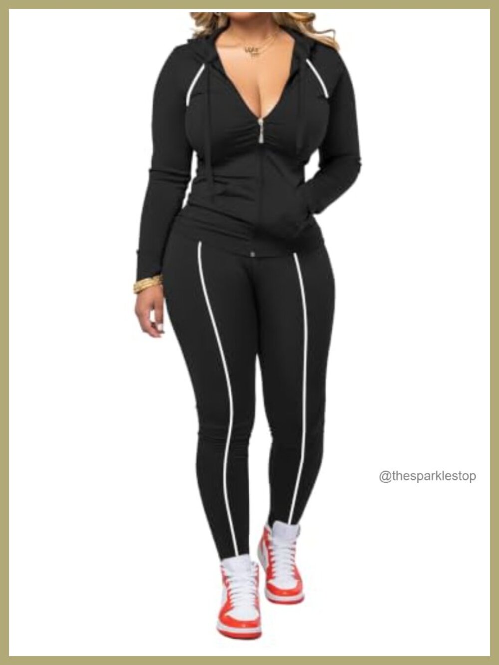 Women's 2 Piece Zip Up Hoodie and Jogger Pants Workout Set